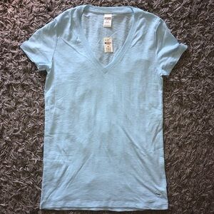 Victoria’s Secret PINK Baby Blue Sleepwear Shirt, Size M, New With Tag HAS FLAWS